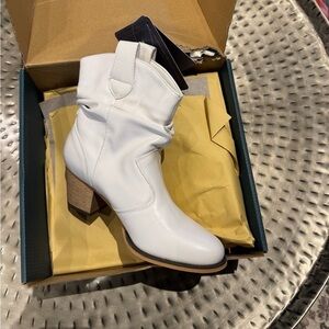 White Leather Ankle Boots